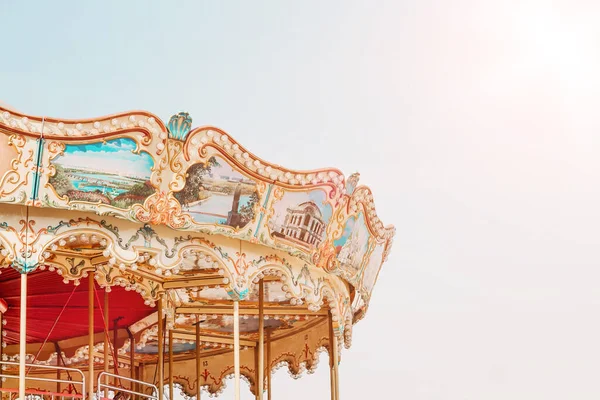 Beautiful Bright Carousel Blue Sky Background Arousel Fragment Copy Space — Stock Photo, Image