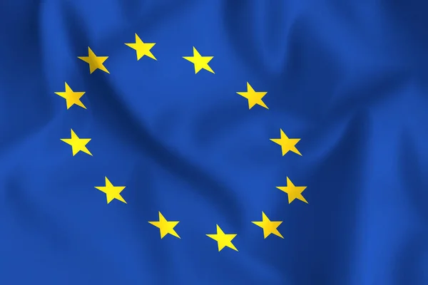 Bandera Unión Europea Cerca Fondo Azul Abstracto —  Fotos de Stock