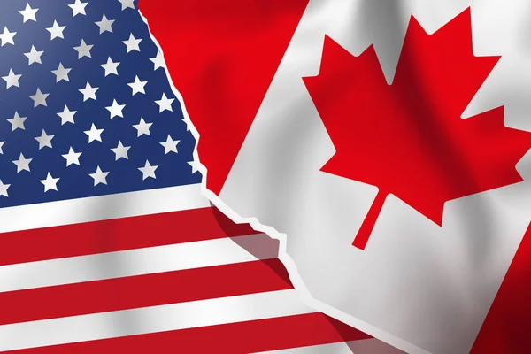 Amerikai Kanadai Zászló Politikai Hírek — Stock Fotó