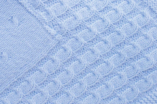 Blauwe Gebreide Wollen Textuur Baby Ruitje Naadloos Patroon Staartbreien Twee — Stockfoto