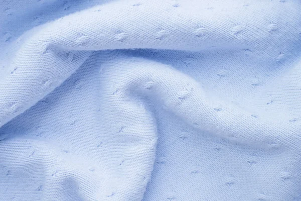 Blue Dot Stitch Knitting Pattern Wavy Texture Woolen Fabric Textiles — Stock Photo, Image