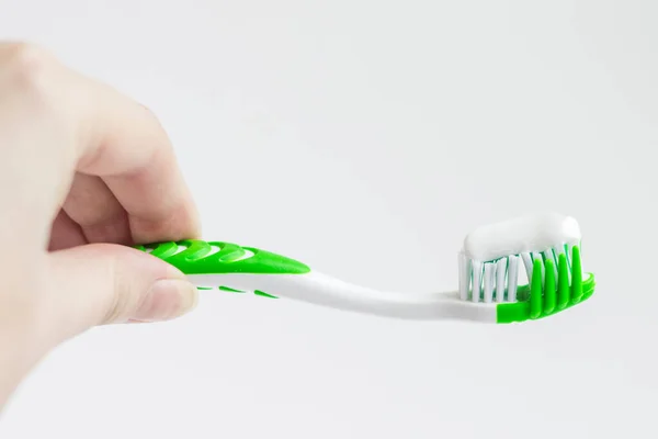 Toothpaste Toothbrush Toothbrush Hand Brushing Your Teeth Morning — Stock Photo, Image