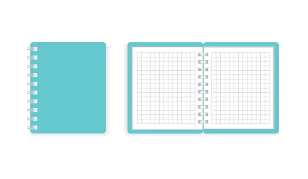 Capac Notebook Pagini Deschise Model Verificat Fundal Alb Pentru Design — Vector de stoc