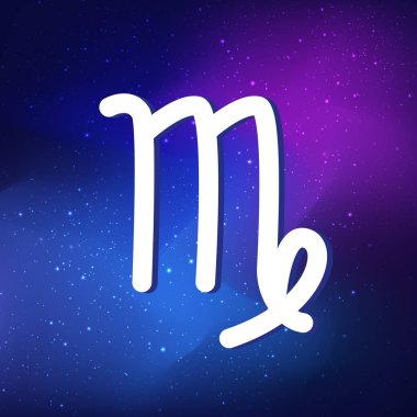 Başak burcu işareti. Soyut gece gökyüzü arkaplanı. Mavi uzay arka planında başak simgesi. vektör illüstrasyonu