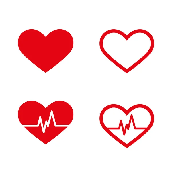 Icono Corazón Rojo Aislado Sobre Fondo Color Blanco Cardiografía Símbolo — Archivo Imágenes Vectoriales