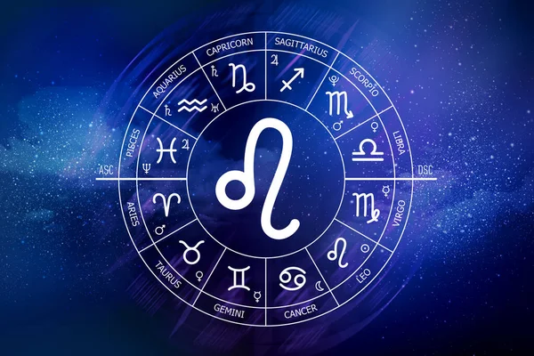 Sternzeichen Löwe Abstrakter Nachthimmel Hintergrund Leo Symbol Auf Blauem Hintergrund — Stockfoto