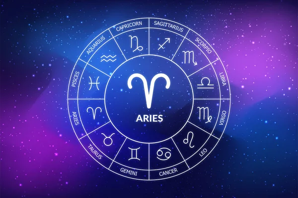 Aries Zodiac Sign Abstract Night Sky Background Aries Icon Blue — Stock Photo, Image