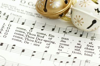 Detail of songbook with Christmas carols clipart