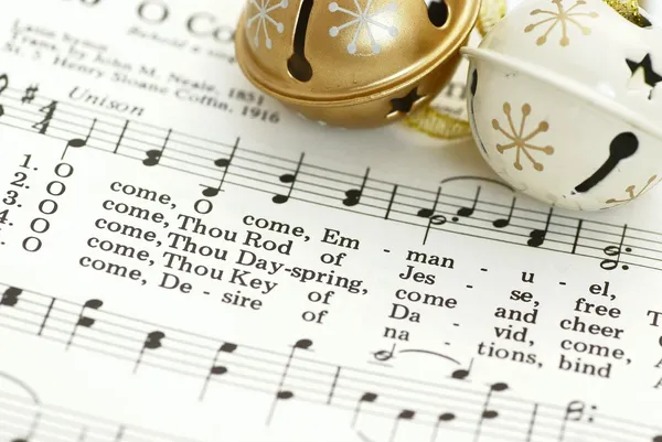 Detail of songbook with Christmas carols — Stock Photo, Image