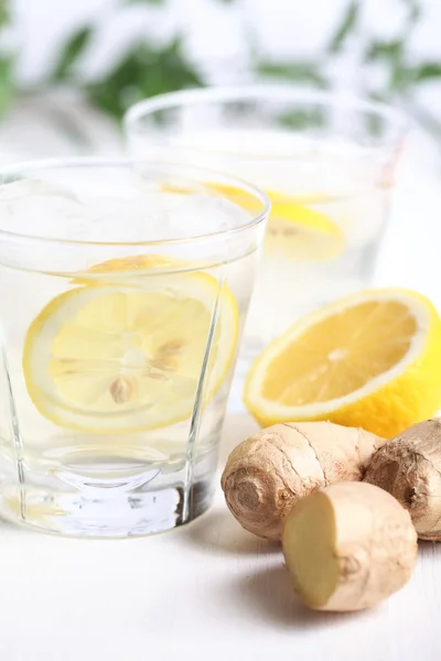 Glass with ginger lemonade. — Stock Photo, Image