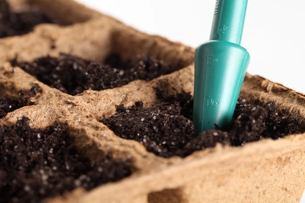 Soil in planting pots — Stock Photo, Image