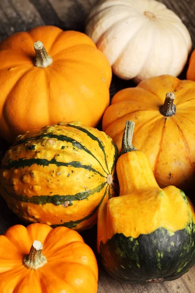 Pumpkins on wooden table. — Stock Photo, Image