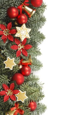 Noel ağacı dalları ve süslemeleri ile tatil çerçeve