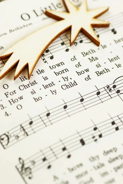 Detail of songbook with Christmas carols — Stock Photo, Image