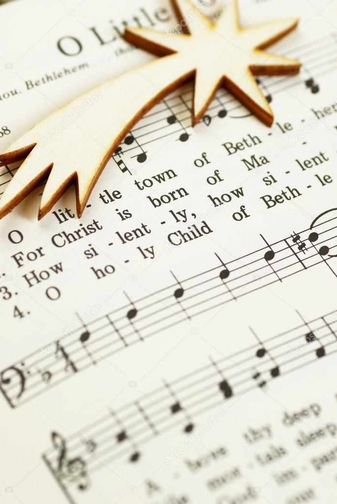 Detail of songbook with Christmas carols