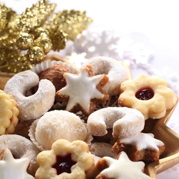Close-Up çeşitli Noel kurabiyeleri. — Stok fotoğraf
