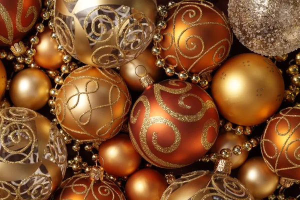 Zlatý vánoční ozdoby — Stock fotografie