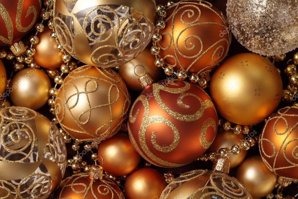 Golden Christmas ornaments Stock Photo by ©MKucova 27370157