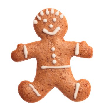 Zencefilli kurabiye adam beyaz zemin üzerine