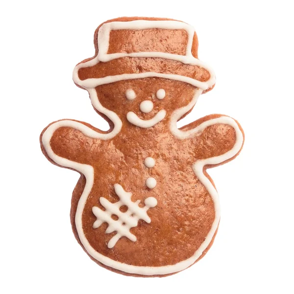 Zencefilli kurabiye snowman beyaz zemin üzerine. — Stok fotoğraf