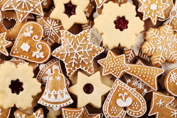 Blick von oben auf Lebkuchen und Shortbread Cookies — Stockfoto