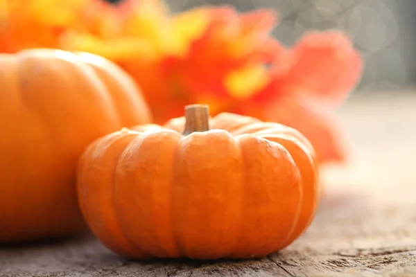 Herfst regeling inzake houten tafel. — Stockfoto