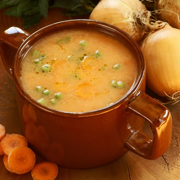 Detail of vegetable soup in pot — Stock Photo, Image