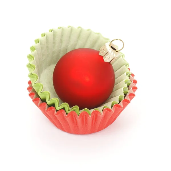 Papper cupcakes och jul ornamen — Stockfoto