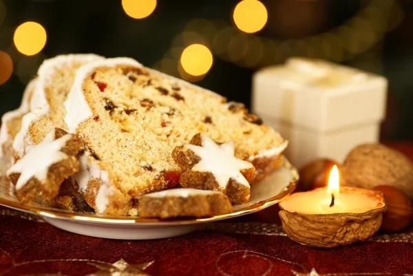 Christmas stollen and cookies — Stock Photo, Image