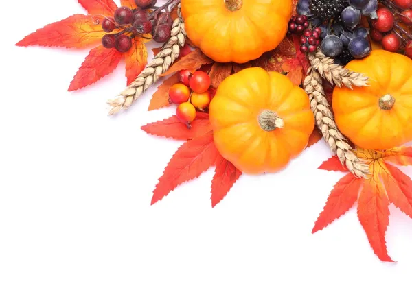 Pompoenen en herfst decoratie — Stockfoto