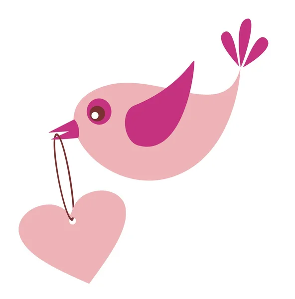 Oiseau avec coeur — Image vectorielle