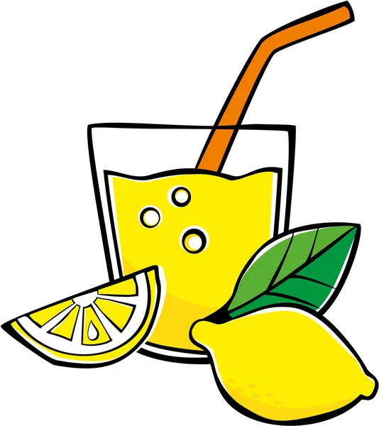 Glass with lemonade and lemons — Stock Vector