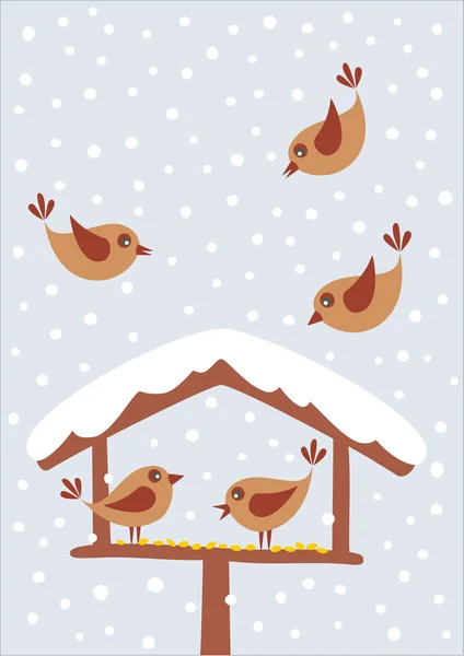 Aranyos madarak téli — Stock Vector