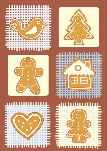 Biscuits au pain d'épice de Noël. — Image vectorielle