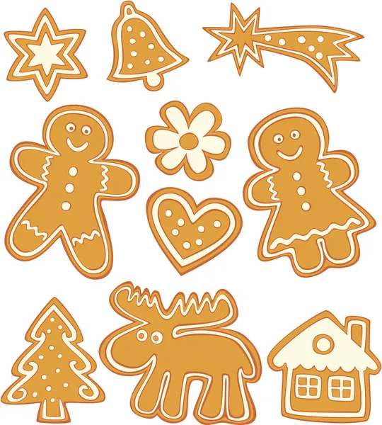 圣诞姜饼饼干 — 图库矢量图片