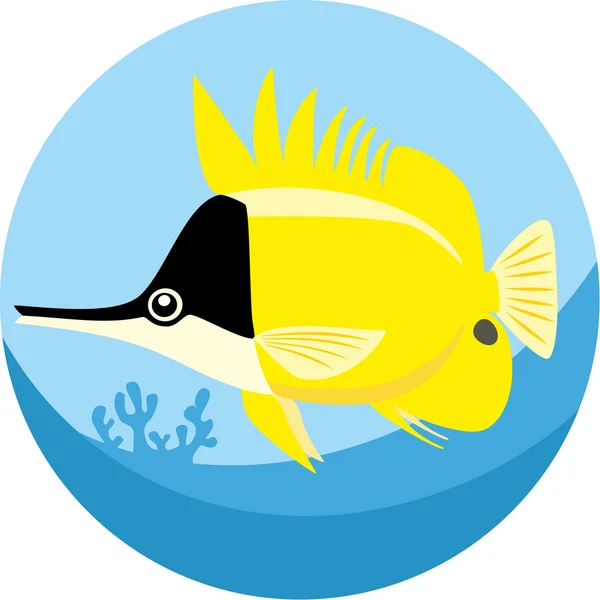 Longnose Butterfly fish — Stock Vector