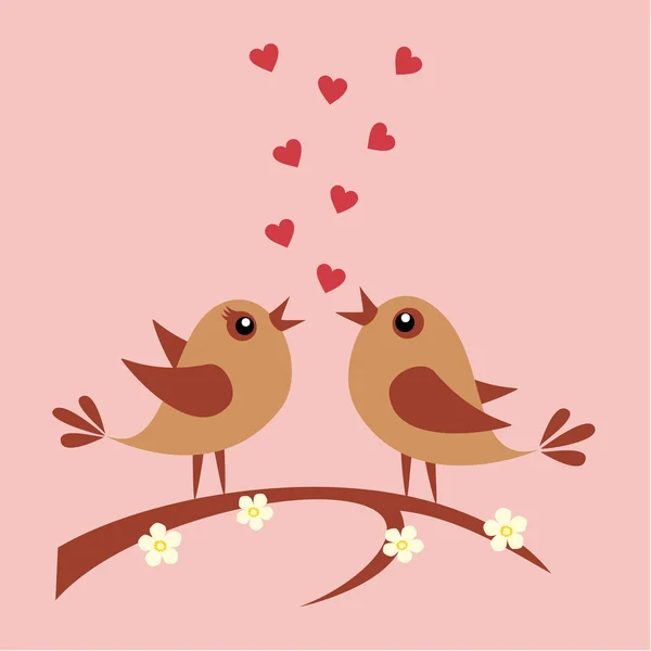 Söta fåglar i kärlek — Stock vektor