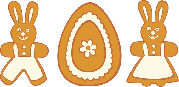 Œuf de Pâques et cookie lapin — Image vectorielle