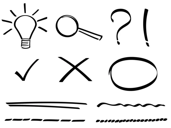 Set van hand getrokken eenvoudige pictogrammen. — Stockvector