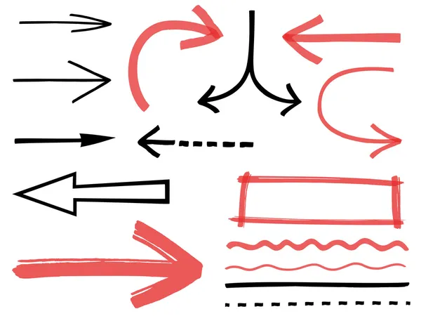 Conjunto de setas e linhas — Vetor de Stock