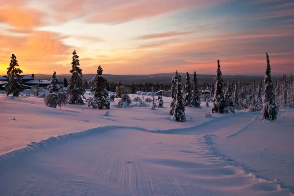 Puesta de sol de invierno en Finlandia Imagen de stock