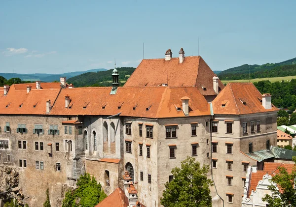 Castelo antigo em uma paisagem de verão de fundo — Fotografia de Stock