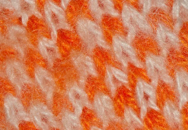 Pièce tricotée de fil orange et blanc — Photo