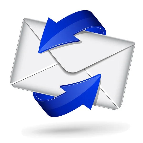 Ícone de correio com setas azuis — Vetor de Stock