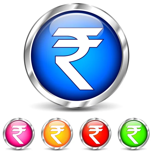 Chrome rupee icons — Stock Vector