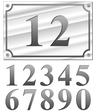 silver numbers clipart