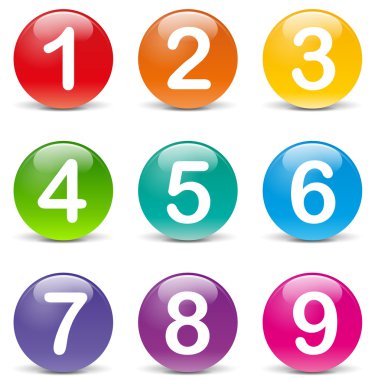 Vector colored numbers icons clipart