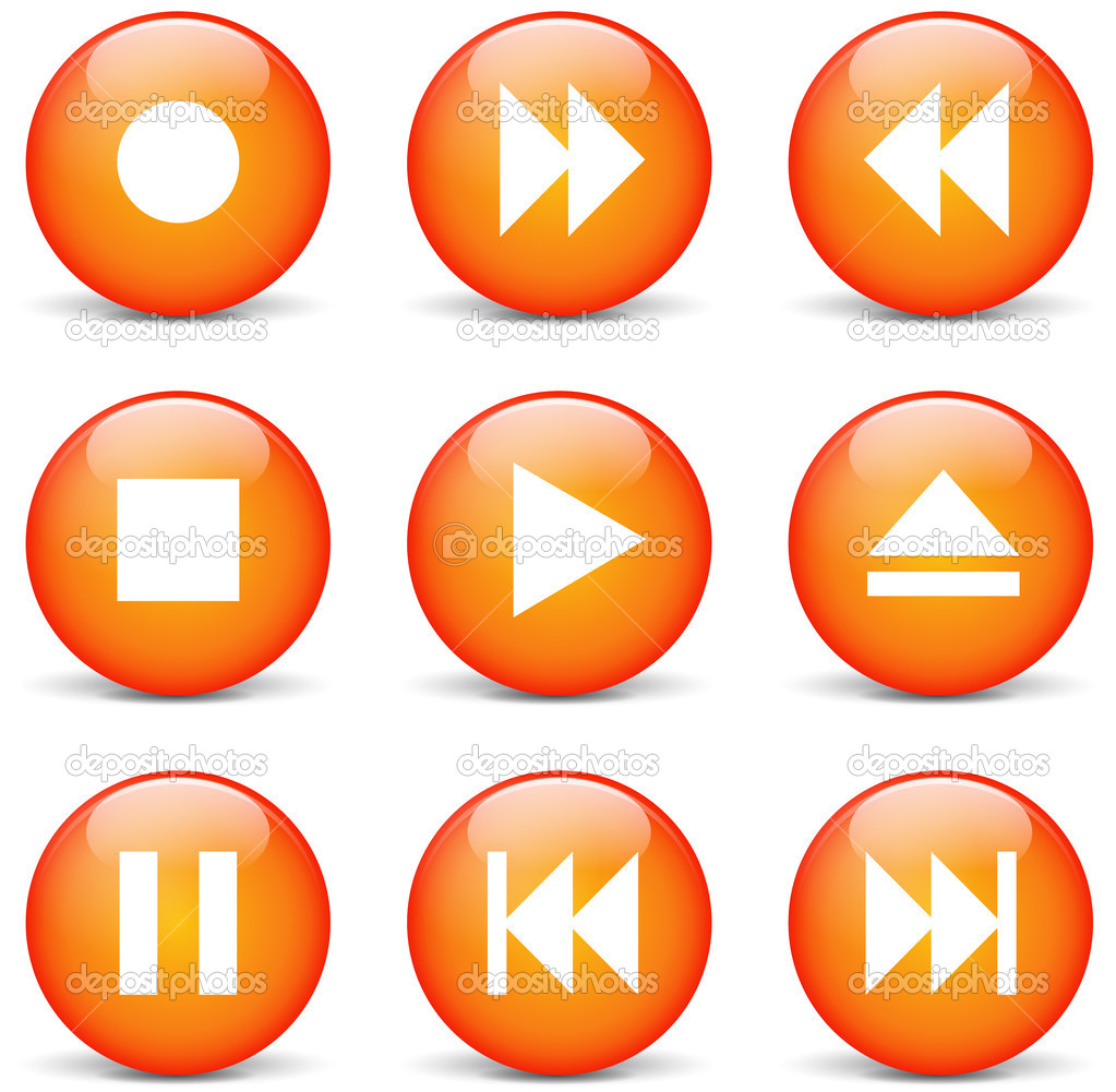 Vector multimedia orange web buttons