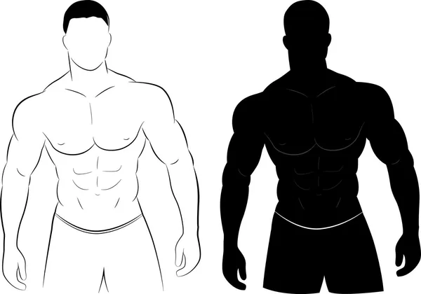 Silhouette homme muscle — Image vectorielle