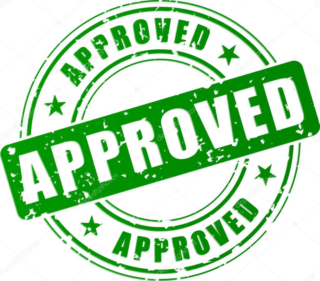 Vector illustration of green approved stamp concept